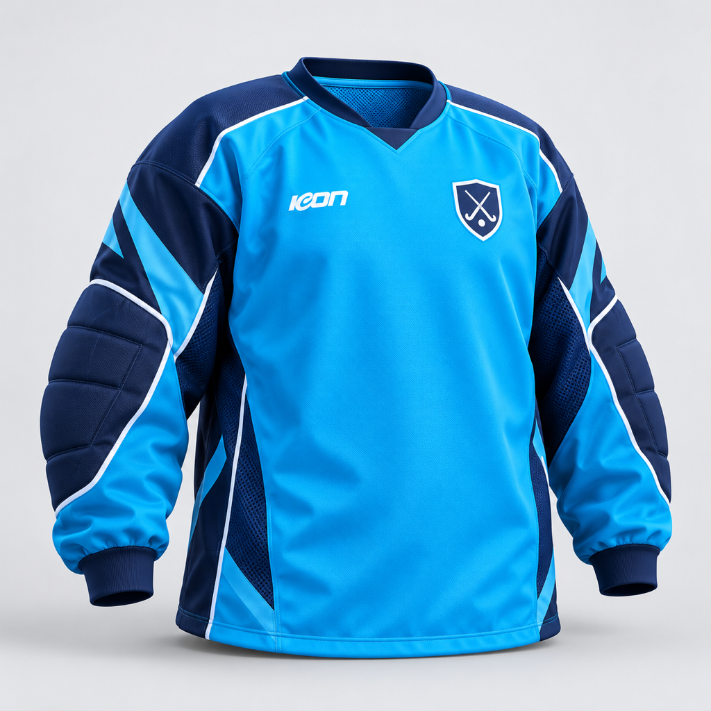 3D render of a blue ICON hockey goalkeeper smock